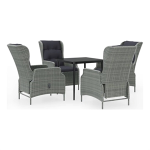 Bowery Hill Contemporary Garden Dining Set in Light Gray/Black