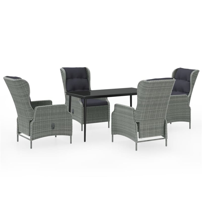 Bowery Hill Contemporary Garden Dining Set in Light Gray and Black