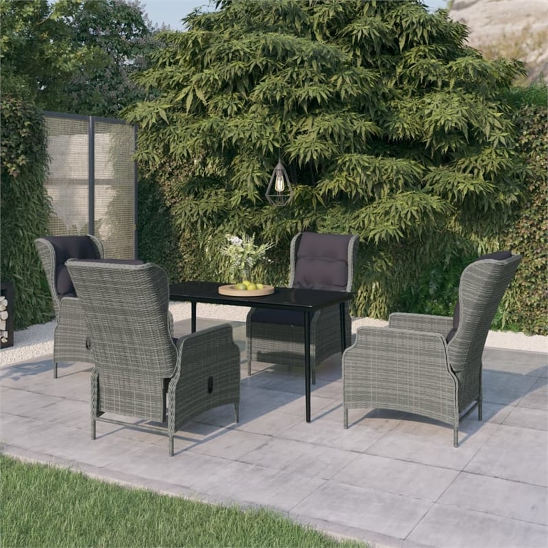 Bowery Hill Contemporary Garden Dining Set in Light Gray and Black