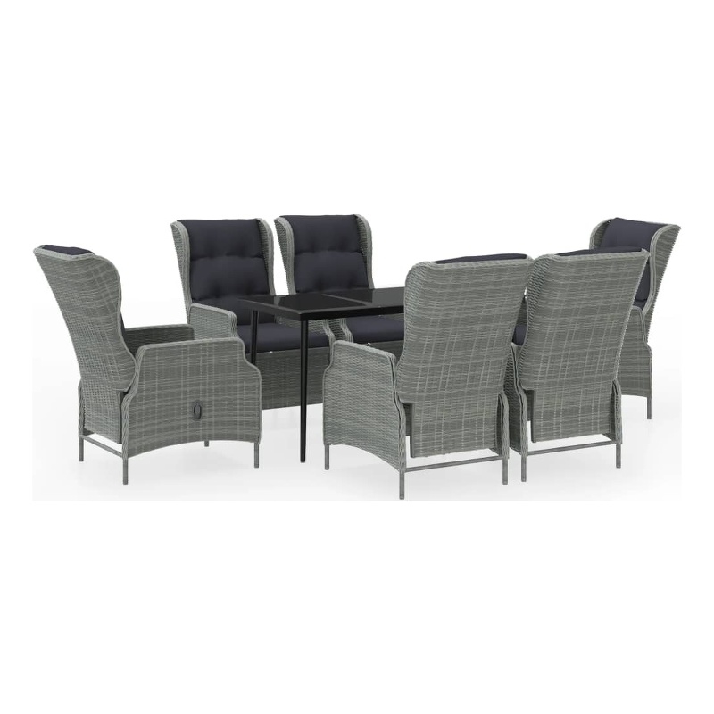 Bowery Hill Contemporary Garden Dining Set in Light Gray/Black