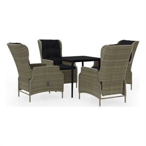 Bowery Hill Contemporary Weather-Resistant Garden Dining Set in Brown/Black