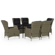 Bowery Hill Contemporary Powder-Coated Garden Dining Set in Brown/Black