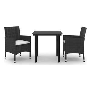 Bowery Hill Contemporary PE Rattan Durable Garden Dining Set in Black