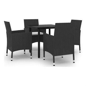 Bowery Hill Contemporary Garden Dining Set in Black/Cream White