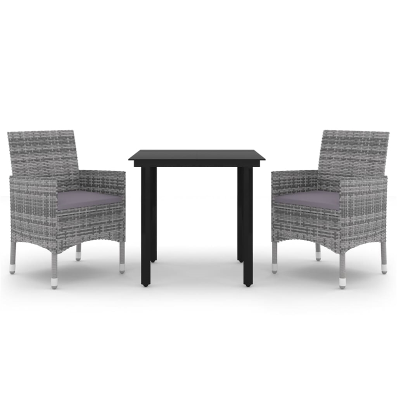 Bowery Hill Contemporary Garden Dining Set in Gray/Dark Gray/Black