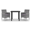 Bowery Hill Contemporary Garden Dining Set in Gray/Dark Gray/Black