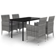 Bowery Hill Contemporary Garden Dining Set in Gray/Dark Gray/Black
