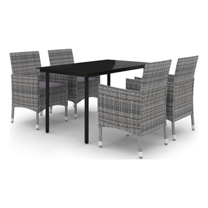 Bowery Hill Contemporary Garden Dining Set in Gray/Dark Gray/Black