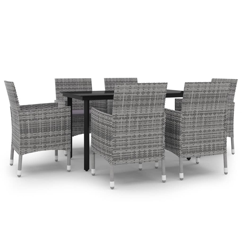 Bowery Hill Contemporary Garden Dining Set in Gray/Dark Gray/Black