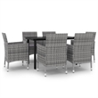 Bowery Hill Contemporary Garden Dining Set in Gray/Dark Gray/Black