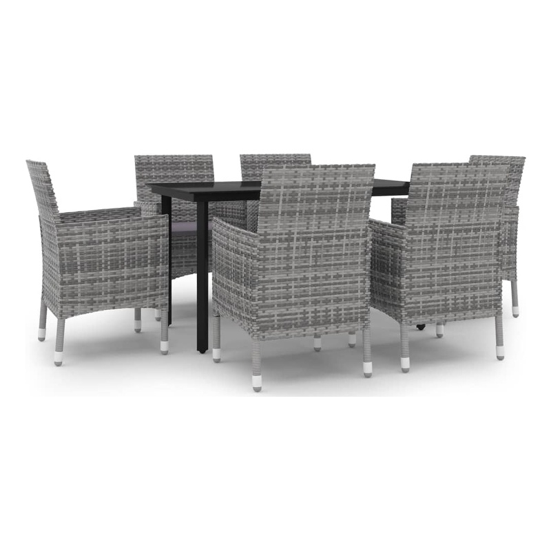 Bowery Hill Contemporary Garden Dining Set in Gray/Dark Gray/Black