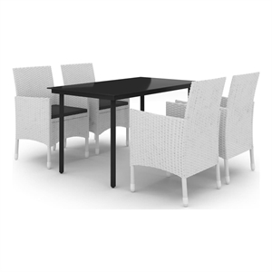Bowery Hill PE Rattan Medium Durable Garden Dining Set in White
