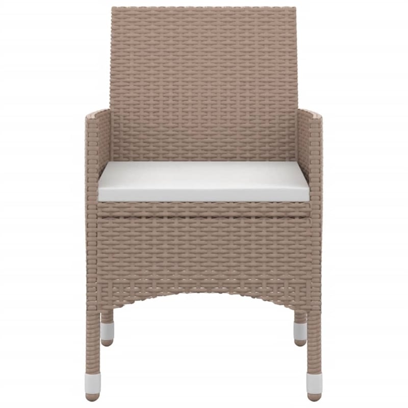 Bowery Hill Garden Dining Set Table - Black/Chairs - Beige/Cushions Cream White