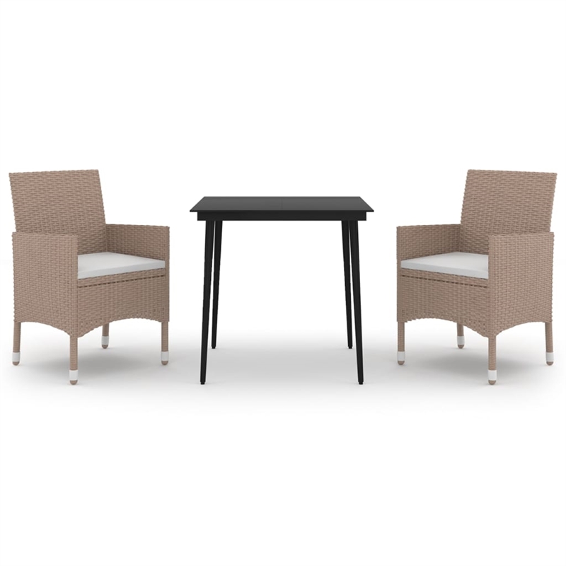 Bowery Hill Steel & Glass Garden Dining Set in Beige/Cream/Black