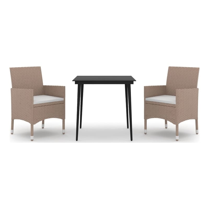 Bowery Hill Steel & Glass Garden Dining Set in Beige/Cream/Black