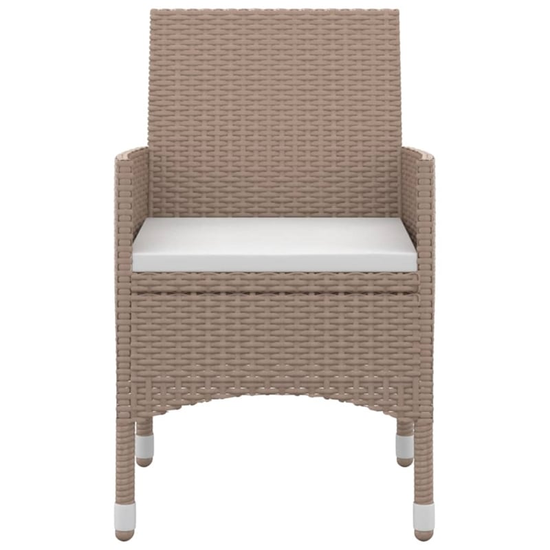Bowery Hill Contemporary PE Rattan Medium Garden Dining Set in Beige