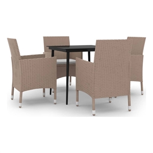 Bowery Hill Contemporary PE Rattan Medium Garden Dining Set in Beige