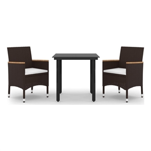 Bowery Hill Contemporary Garden Dining Set in Black/Cream White