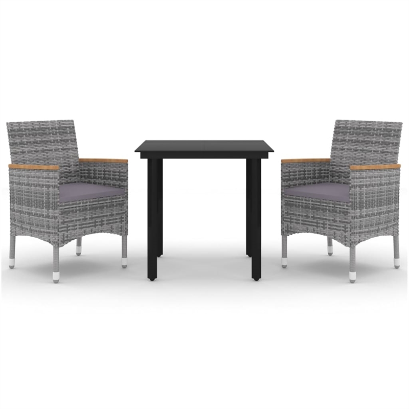 Bowery Hill Contemporary Garden Dining Set Poly Rattan in Gray