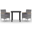 Bowery Hill Contemporary Garden Dining Set Poly Rattan in Gray