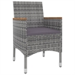 Bowery Hill Contemporary Garden Dining Set Poly Rattan in Gray