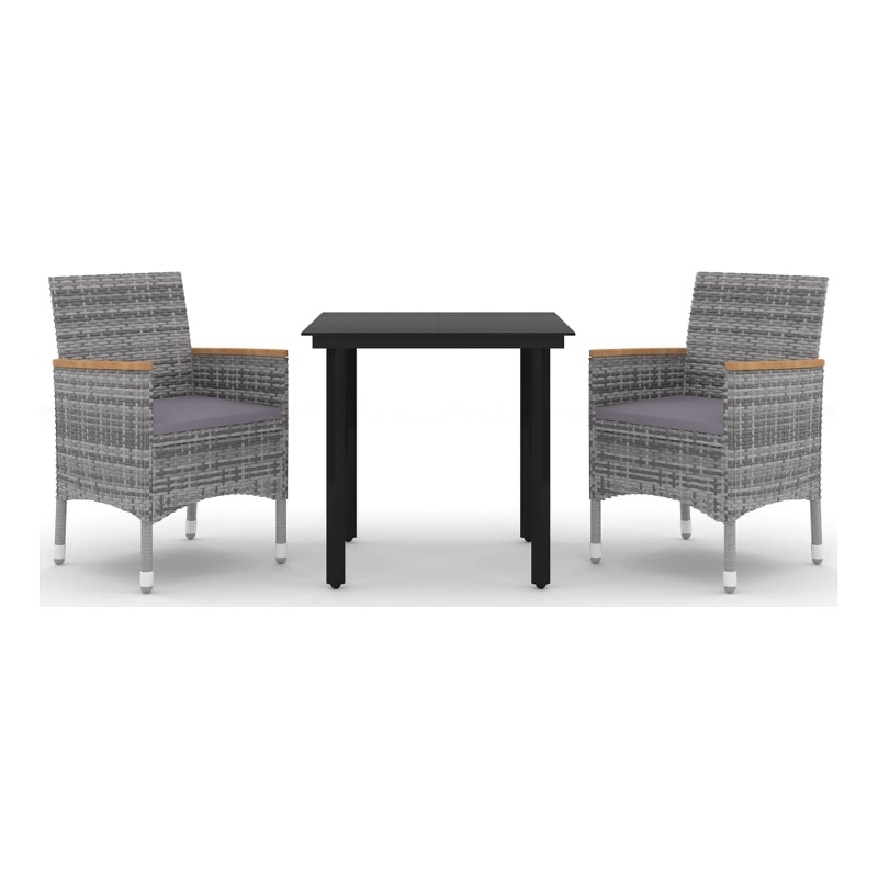 Bowery Hill Contemporary Garden Dining Set Poly Rattan in Gray