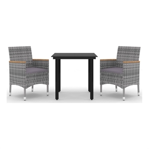 Bowery Hill Contemporary Garden Dining Set Poly Rattan in Gray