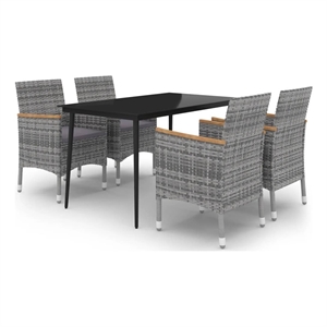 Bowery Hill Contemporary Garden Dining Set in Gray/Dark Gray/Black