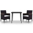 Bowery Hill PE Rattan Medium Durable Garden Dining Set in Black Table