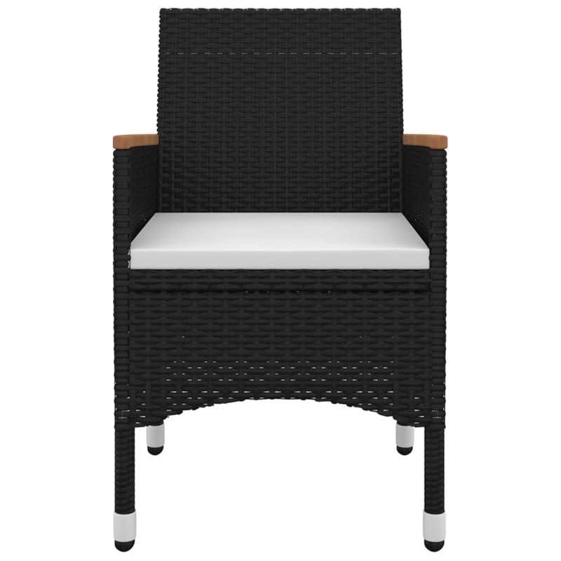 Bowery Hill PE Rattan Medium Durable Garden Dining Set in Black Table