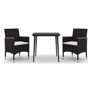 Bowery Hill PE Rattan Medium Durable Garden Dining Set in Black Table