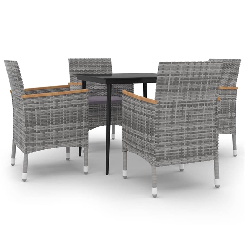 Bowery Hill Contemporary PE Rattan Garden Dining Set in Gray