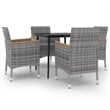 Bowery Hill Contemporary PE Rattan Garden Dining Set in Gray