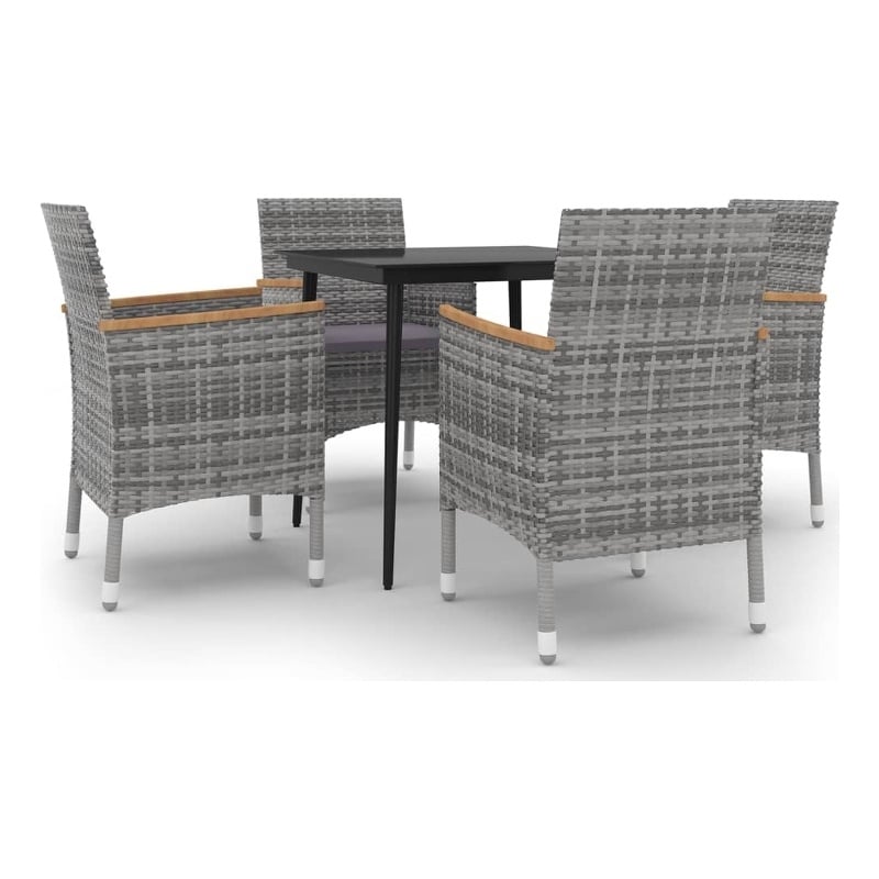 Bowery Hill Contemporary PE Rattan Garden Dining Set in Gray