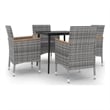 Bowery Hill Contemporary PE Rattan Garden Dining Set in Gray