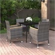 Bowery Hill Contemporary PE Rattan Garden Dining Set in Gray