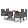 Bowery Hill Contemporary Outdoor Dining Set in Gray/Dark Gray