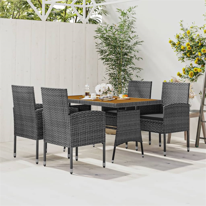 Bowery Hill Contemporary Outdoor Dining Set in Gray/Dark Gray