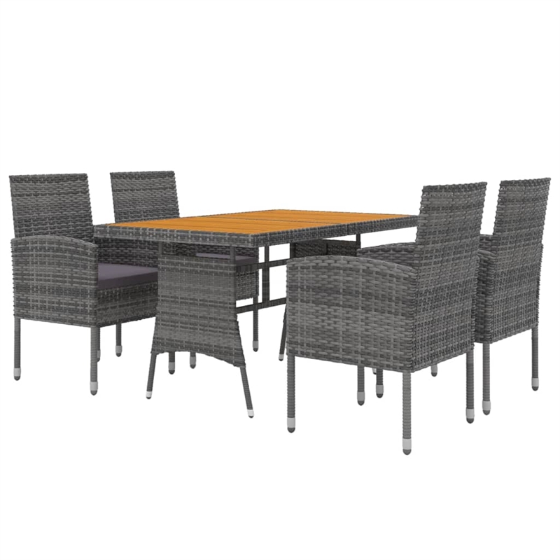 Bowery Hill Contemporary Outdoor Dining Set in Gray/Dark Gray