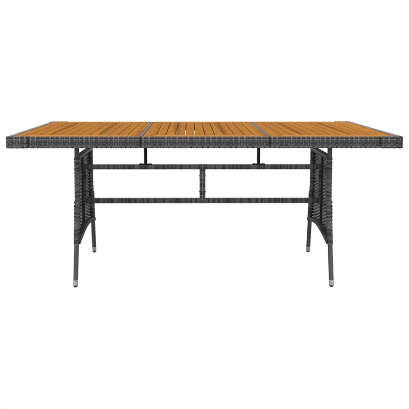 Bowery Hill PE Rattan & Solid Acacia Wood 7 Piece Outdoor Dining Set in Gray