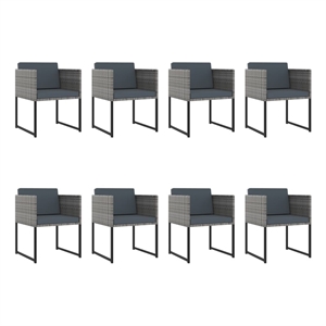 Bowery Hill Poly Rattan Large Seats 12 Garden Dining Set in Gray