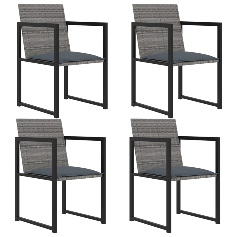 Bowery Hill Contemporary Outdoor Dining Set in Gray/Black/Anthracite