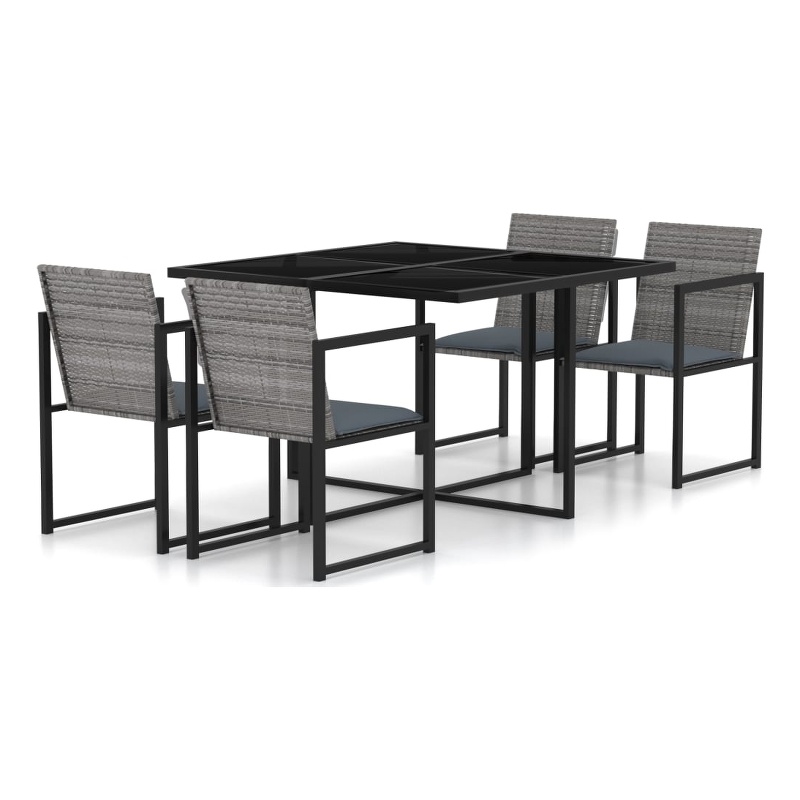Bowery Hill Contemporary Outdoor Dining Set in Gray/Black/Anthracite