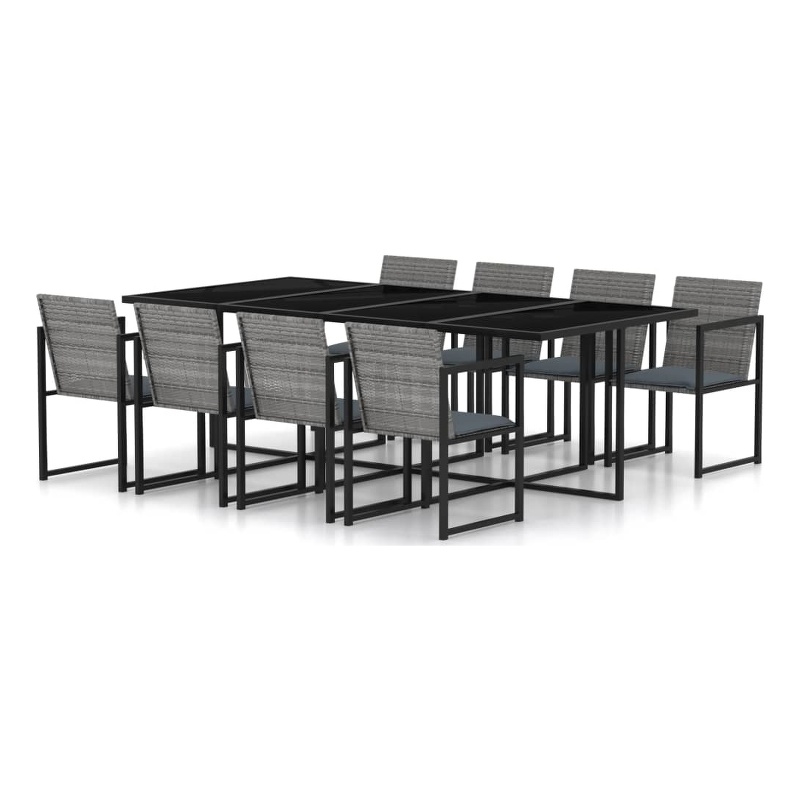 Bowery Hill Contemporary 9 Piece Garden Patio Dining Set in Gray