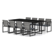 Bowery Hill Contemporary 9 Piece Garden Patio Dining Set in Gray