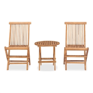 Bowery Hill Smooth Sanded Teak HardWood Compact Outdoor Dining Set Natural/Brown