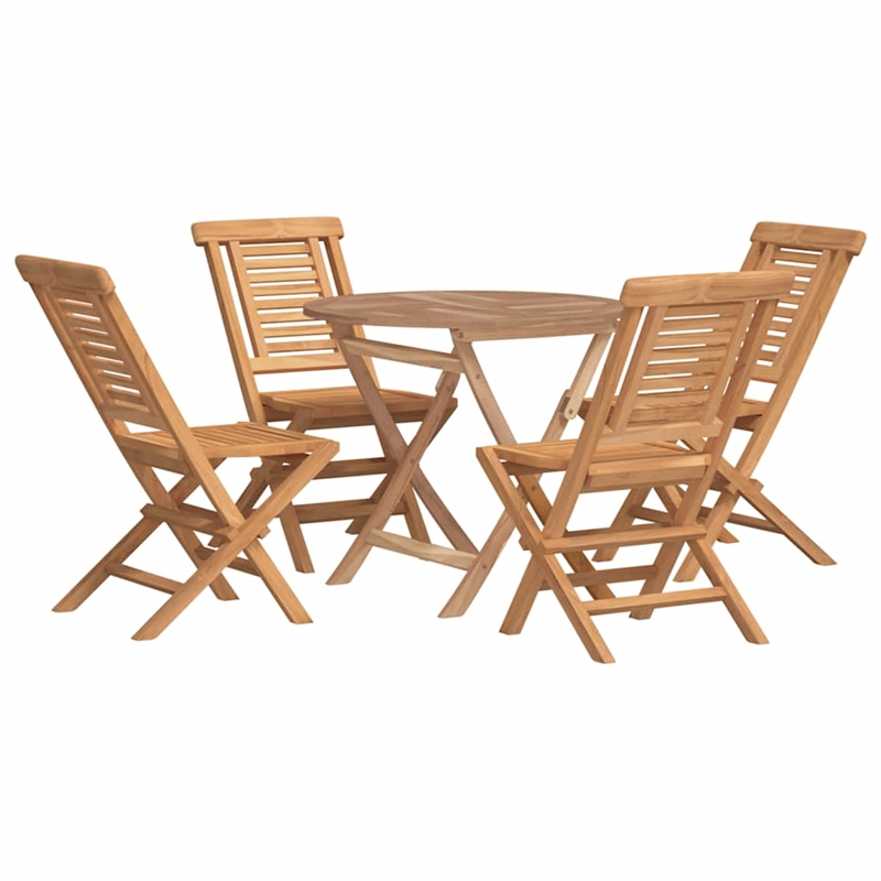 Bowery Hill Solid Teak Wood Standard Foldable Garden Dining Set in Brown