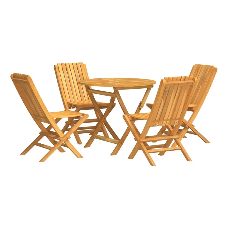 Bowery Hill Solid Teak Wood Medium Collapsible Garden Dining Set in Teak/Brown