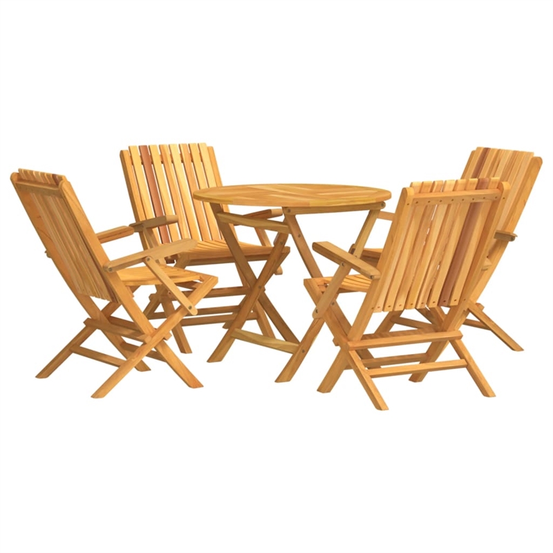 Bowery Hill Teak Wood Standard Foldable Garden Dining Set in Natural Teak/Brown