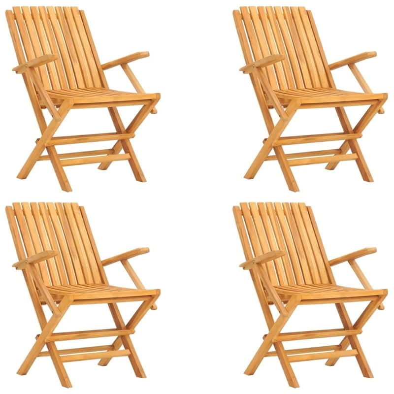 Bowery Hill Teak Wood Standard Foldable Garden Dining Set in Natural Teak/Brown